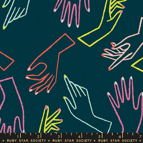 Adorn by Rashida Coleman Hale for Ruby Star Society In Good Hands Cotton/Linen Canvas Peacock