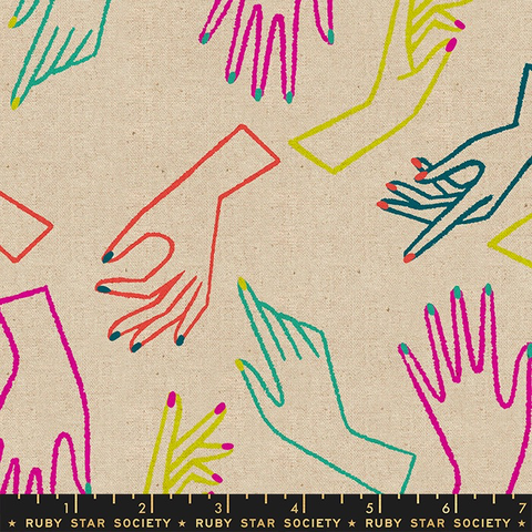 Adorn by Rashida Coleman Hale for Ruby Star Society In Good Hands Cotton/Linen Canvas Natural