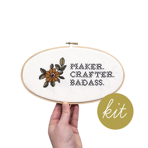 Junebug and Darlin Maker. Crafter. Badass. Cross Stitch Kit